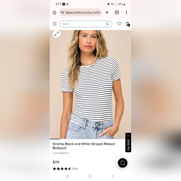 Kinship Black and White Striped Ribbed Bodysuit - Picture 7 of 7